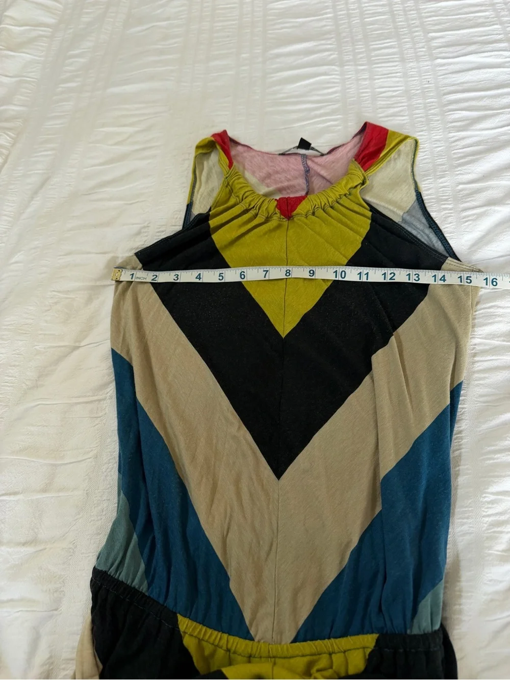 Coco Bianco Boho Colorblock Maxi Dress in Yellow, Red, Blue, Black, Cream Sz S
